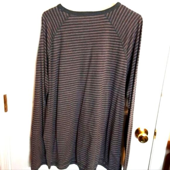 MERONA Tee Shirt Men's Oversized Pullover Skinny Stripes Long Sleeved Cr… - Picture 5 of 12